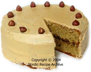 Coffee nut cake with date filling