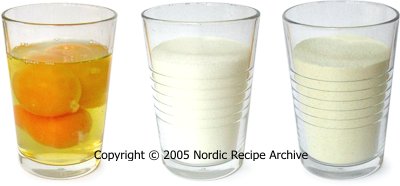 Eggs, sugar and flour