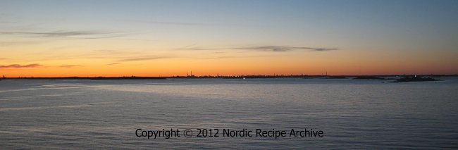 Helsinki skyline at midnight