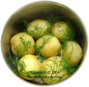 Cooked new potatoes with fresh dill