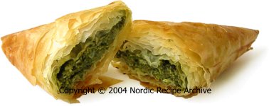Halved spinach and feta pastry