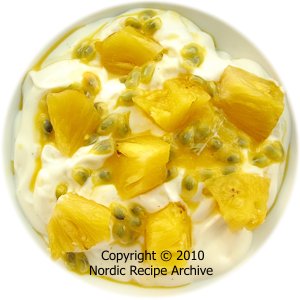 Yogurt with pineapple and passion fruit