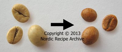 Green and lightly roasted coffee beans