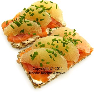 Cold-smoked salmon and grapefruit canap&eacute;s
