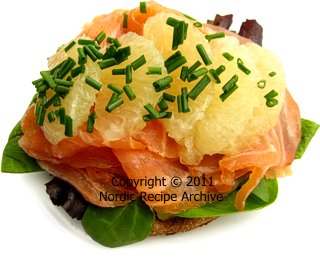 Cold-smoked salmon and grapefruit canap&eacute;
