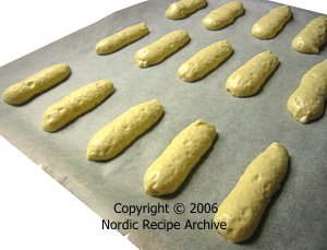 Sponge fingers before baking