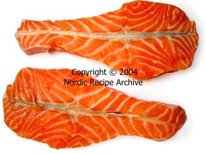 Butterfly fillets of salmon